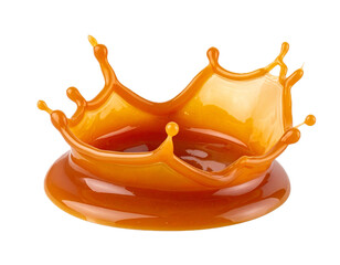 Caramel splash cut out on a transparent background