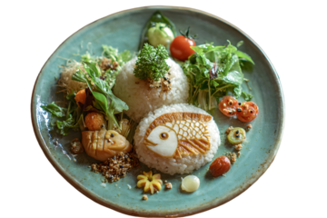 a plate of food with rice