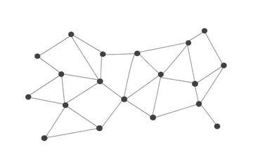 Abstract geometric plexus connecting data nodes forming a network for technology and digital communication, transparent background