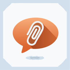 Iconic speech bubble with paperclip communication and message symbol