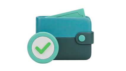 Wallet with Money and Check Mark Icon