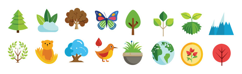 nature icon set collection illustration © Kkoma