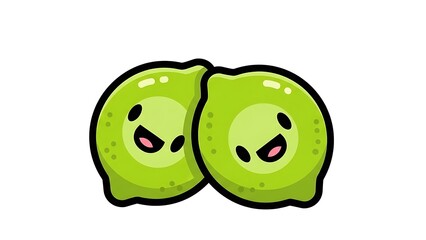 Kawaii Cartoon Avocado Characters with Facial Expressions.
