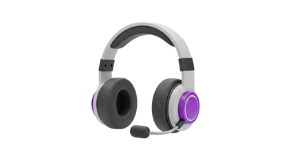 White and Purple Gaming Headphones with Microphone