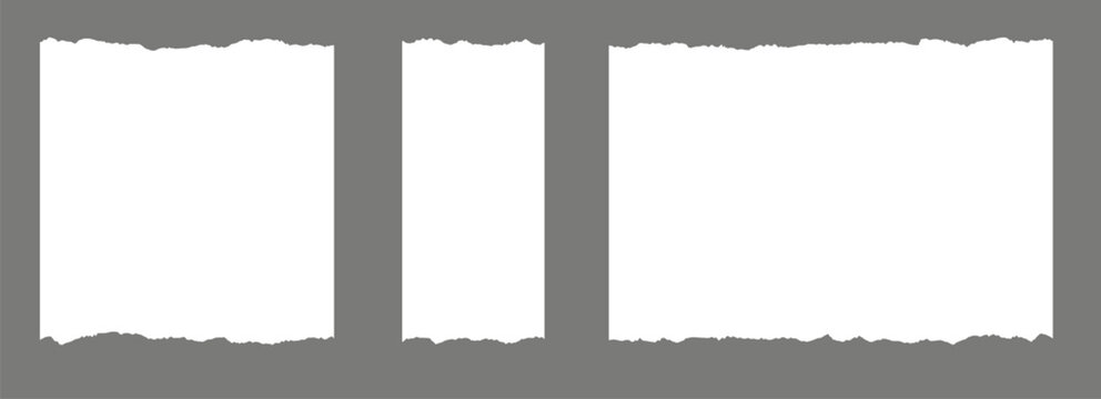 set of paper frame with jagged edges white square and