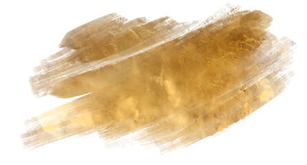 Golden watercolor brush stripes with visible texture on a transparent background