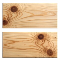 Two rectangular wooden boards with visible wood grain and knots
