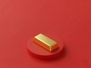 Luxury Gold Bar on Red Pedestal