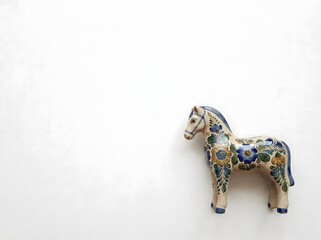 Hand-painted Ceramic Horse Figurine on White Background