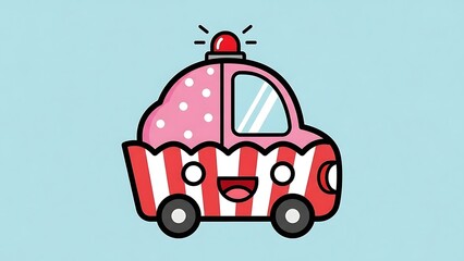 Cartoon Ice Cream Truck Illustration Design.