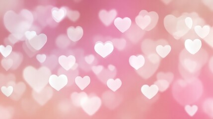 Heartfelt Bokeh: A delicate and romantic backdrop of softly blurred white hearts scattered across a soft blush pink background, creating a dreamy and loving atmosphere.