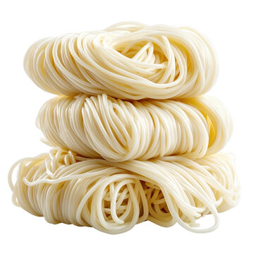 Homemade lanzhou hand-pulled noodles, perfectly cooked and served in a light savory beef broth, isolated on white background