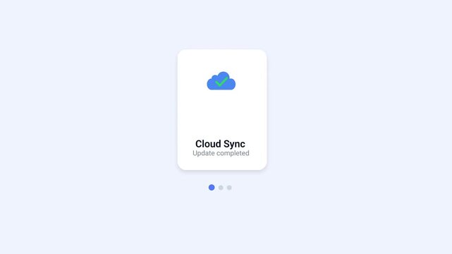 Minimal flat illustration of a mobile app screen showing cloud sync with a cloud icon. Suitable for cloud synchronization, data backup, online storage, syncing status, and modern UI or UX design conce