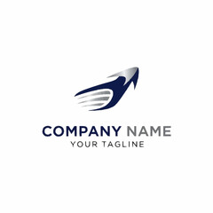 Fototapeta premium Abstract dynamic wing arrow logo design template for a company.