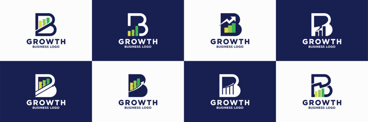 set of letter B diagram chart bar logo design inspiration