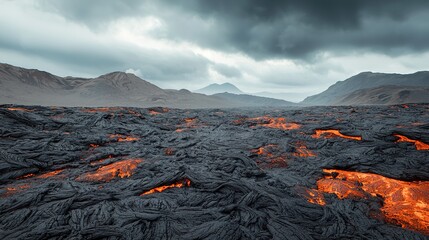Volcanic eruption landscape phuangmany lava field gigapixel standard chaotic natural scene