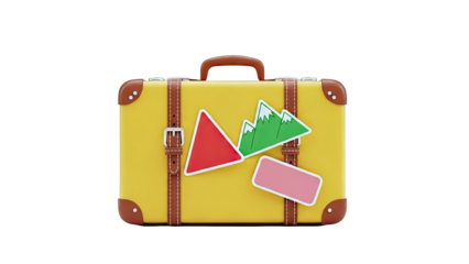 Yellow Vintage Suitcase with Travel Stickers