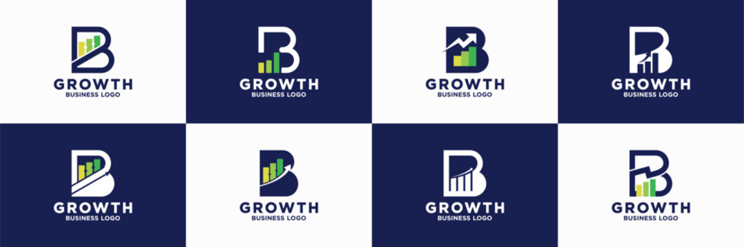 set of letter B diagram chart bar logo design inspiration