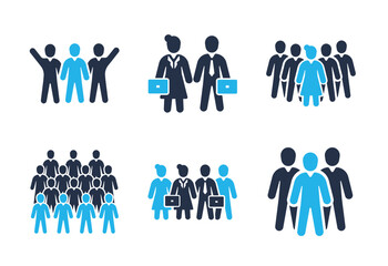 Fototapeta na wymiar Team and Human Resources icon set. Solid glyph series icons