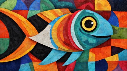 Vibrant fish illustration indigenous art digital artwork colorful environment close-up cultural representation