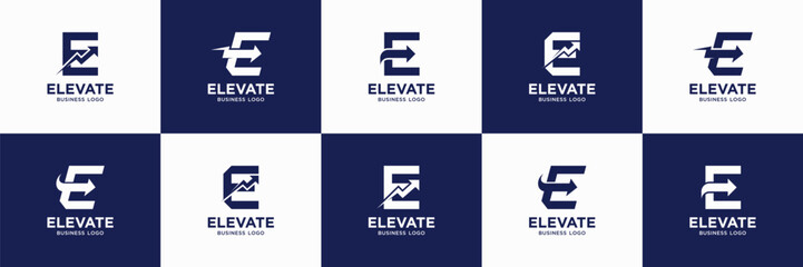 set of letter E arrow logo design inspiration.