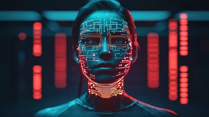 Cybernetic transformation phuangmany people embracing technology in futuristic environment