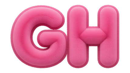 Pink plush letters G and H isolated on a transparent background
