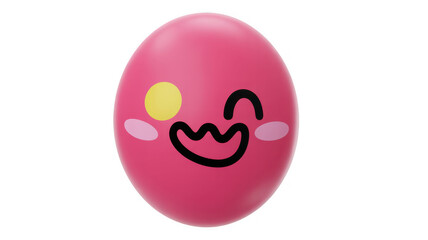 Pink Smiling Face Emoji with Blush and Winking Eye isolated on a transparent background