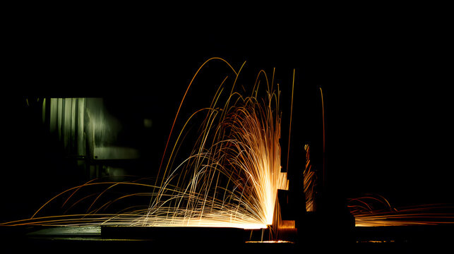 anvil. Sparks fly in a dynamic industrial scene, highlighting the intensity of metalwork in motion. safety posters, maintenance manuals, designed for industrial assembly lines and welding operations. - Powered by Adobe