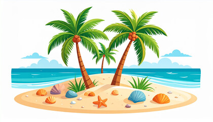 Obraz premium Sunny Beach Palm Trees Scene