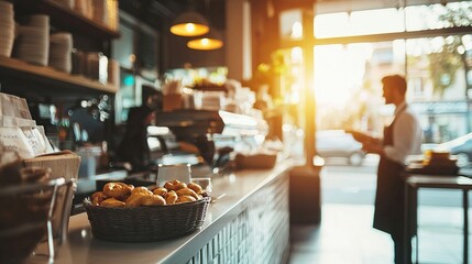 Warm evening vibes a local coffee shop owner engages customers in the community