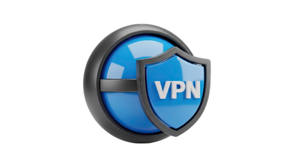 VPN shield icon on a blue sphere