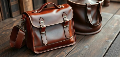 Handcrafted leather satchel, rich brown, vintage style,  satchel,  classic