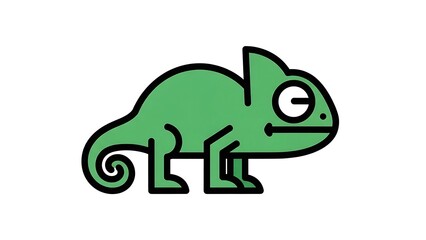 Green Chameleon Cartoon Illustration.