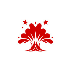  splash boom template sihouette vector logo mono color red transparant background