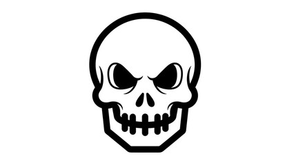 Black and White Skull Icon Illustration.