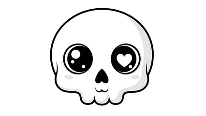 Fototapeta premium Black and White Cartoon Skull Illustration.
