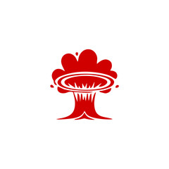  splash boom template sihouette vector logo mono color red transparant background