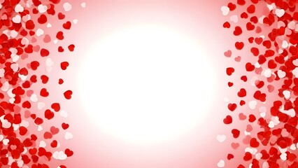 A red and white background with hearts for valentines day or love themed designs and decorations with copy space