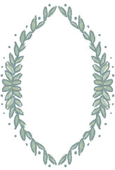 Watercolor Leaf Frame with Soft Green Leaves