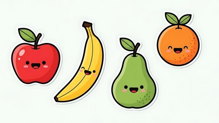 Cartoon Fruits with Smiling Faces.