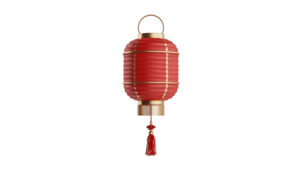 Red Chinese lantern with gold accents red lantern tassel isolated on a transparent background