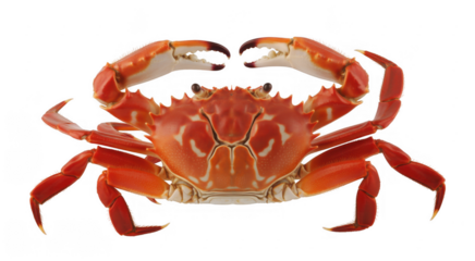 Red crab with white spots crustacean isolated on a transparent background