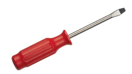 Red handled flathead screwdriver isolated on a transparent background