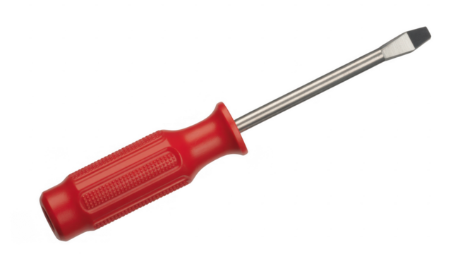 Red handled flathead screwdriver isolated on a transparent background - Powered by Adobe