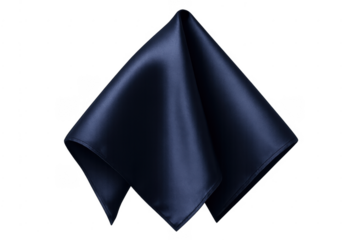 Navy blue satin pocket square accessory transparent background