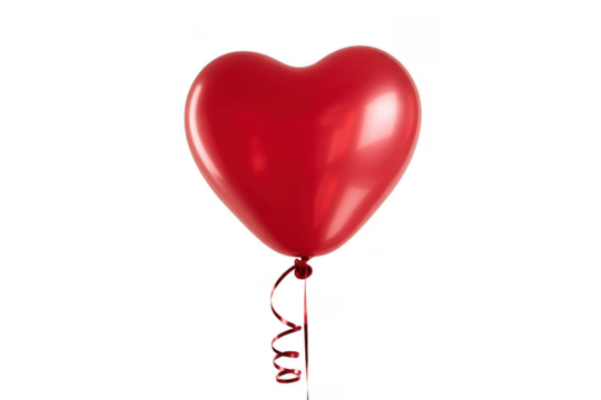 Red heart shaped balloon heart-shaped isolated on a transparent background - Powered by Adobe