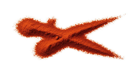 Vibrant reddish-brown paprika powder, fine granular texture, scattered in an irregular streak on a transparent background with copy space, macro, soft light. Culinary ingredient concept