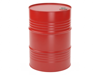 Red metal barrel drum isolated on a transparent background