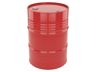 Red metal barrel with two caps isolated on a transparent background